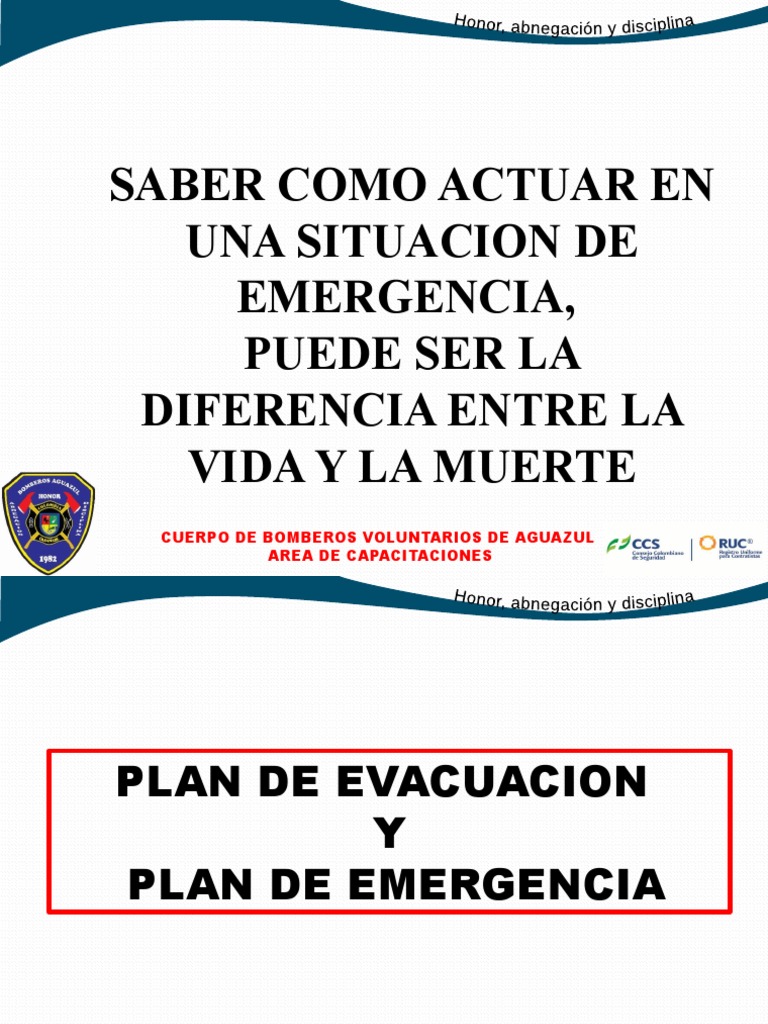 Plan de Emergencia y Evacuación Aguazul | PDF | Valores | Riesgo