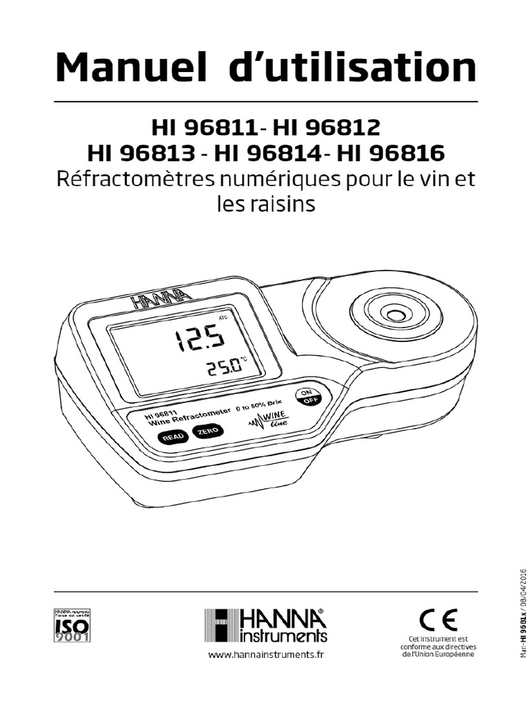 Notice Réfractomètre HANNA HI96811 PDF