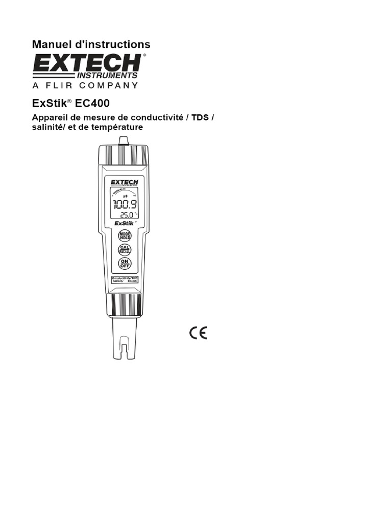 Mode Demploi 121632 Extech Ec400 Appareil de Mesure Combine Particules ...