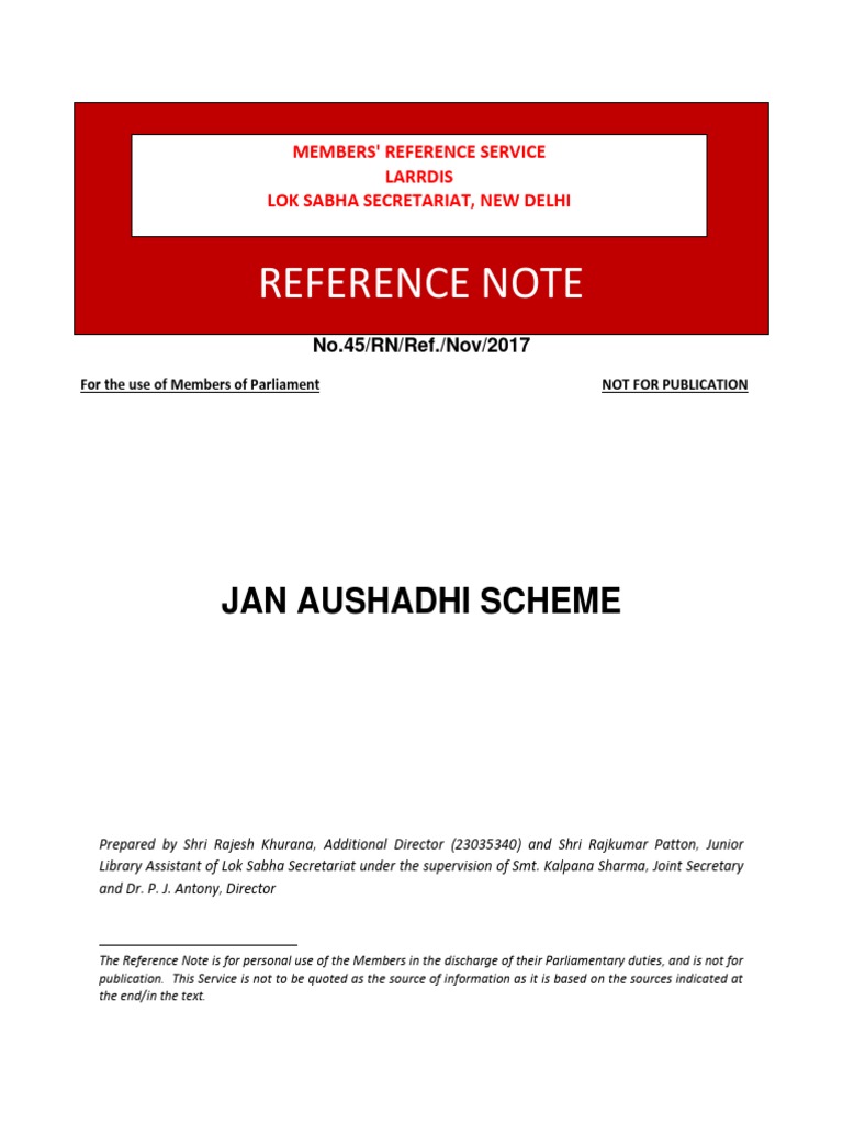 Jan Aushadhi Scheme PDF Generic Drug Health Care
