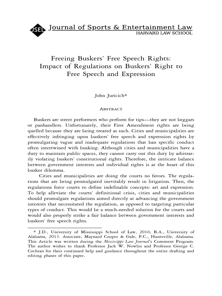 Freeing Buskers' Free Speech Rights | PDF