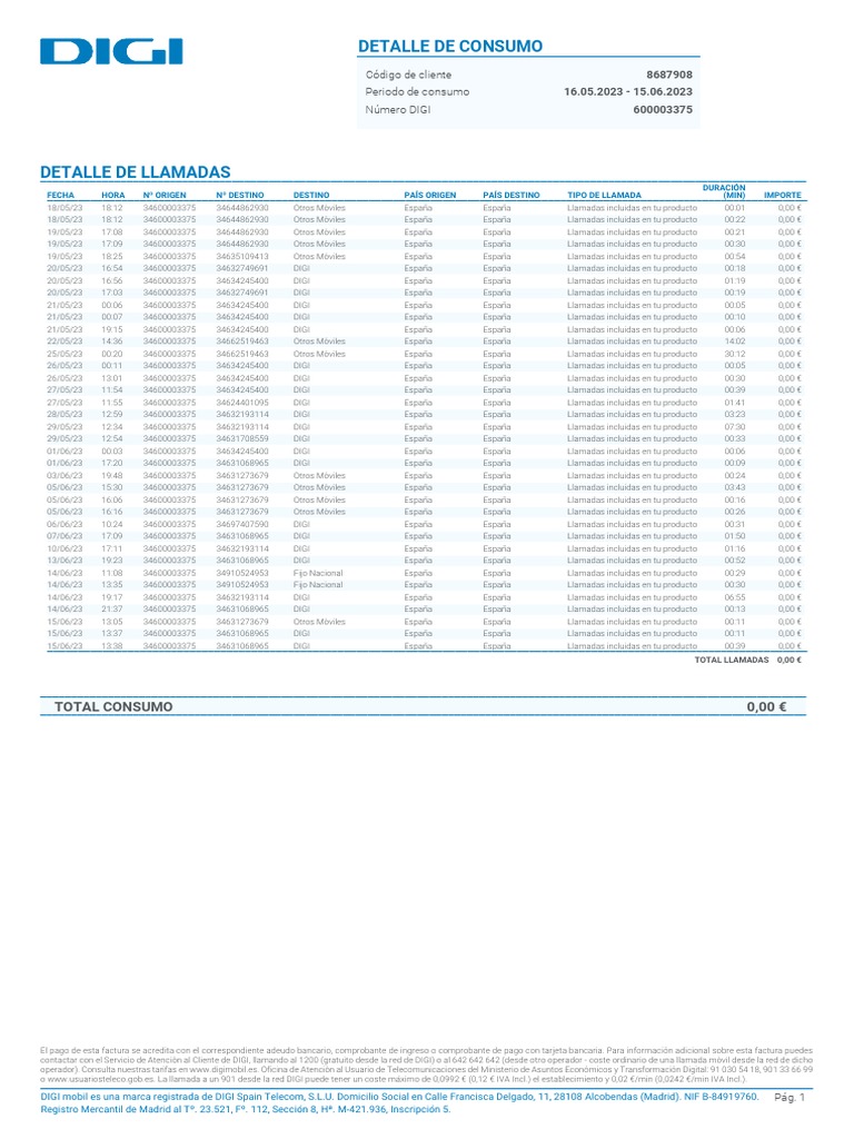 Consulta de Consumo y Código DIGI | PDF