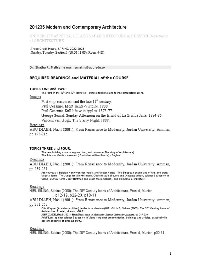 Modern Architecture Course Overview | PDF