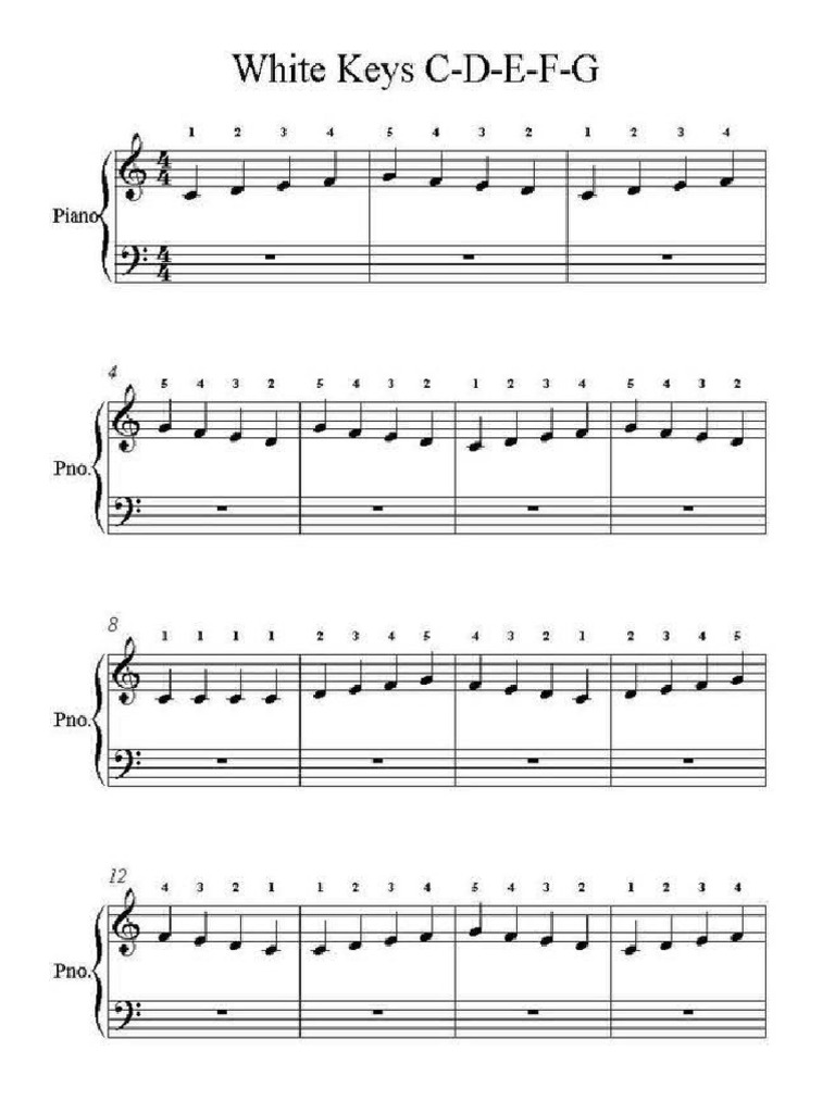 White Keys Finger Exercises | PDF