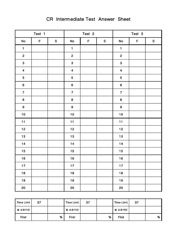 Intermediate Test Answer Key | PDF