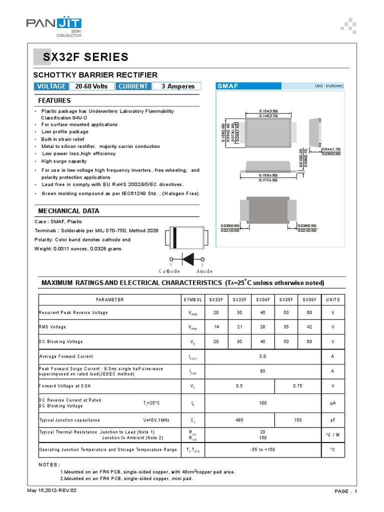 SX34F | PDF | Rectifier | Electric Current