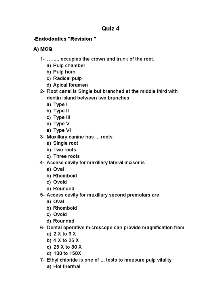 Quiz 4 Pdf Dentistry Branches Dentistry