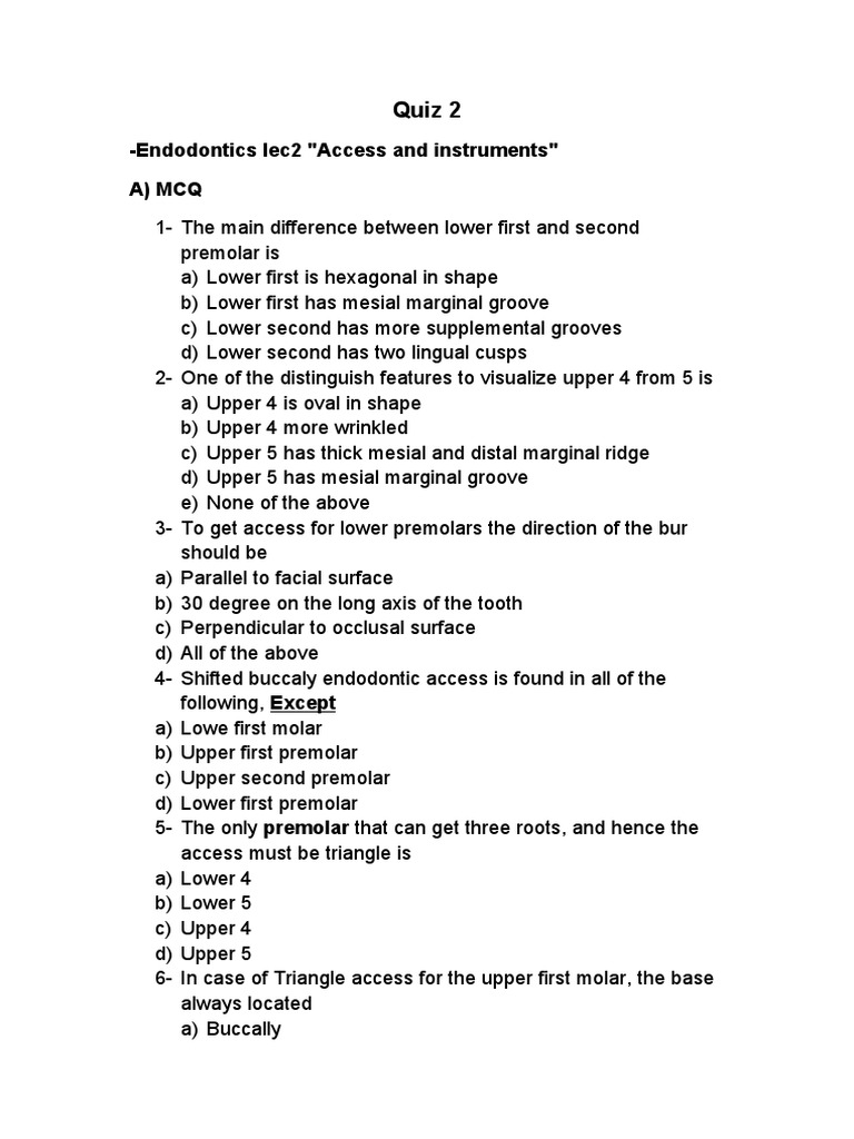 Quiz 2 PDF Tooth Dental Anatomy