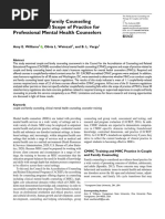 Examination of Family Counseling Coursework and Scope of Practice For Professional Mental Health Counselors