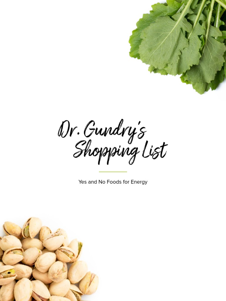 DR Gundrys Shopping List | PDF | Cereals | Leaf Vegetable