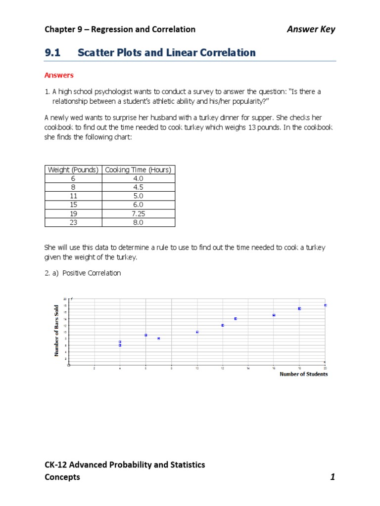 Scatter Plots and Regression Analysis Key | PDF | Teaching Methods ...