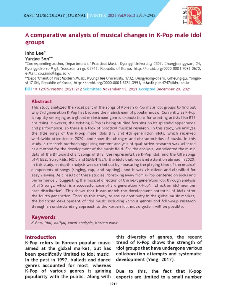 K-Pop Male Idol Music Evolution | PDF