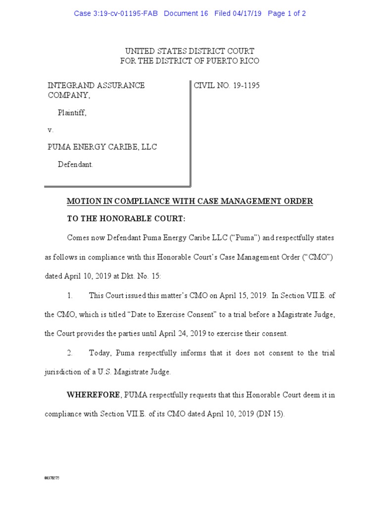 Docket 16 motion in compliance with case management order pdf