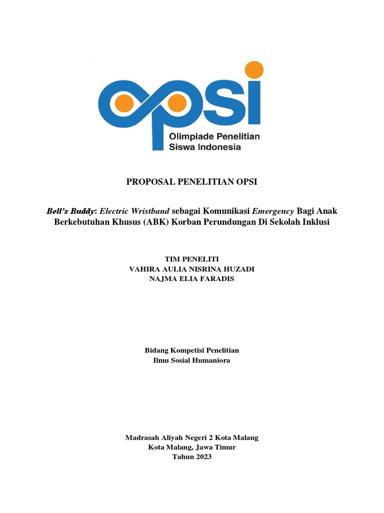 Proposal Penelitian Opsi: Bell's Buddy: Electric Wristband Sebagai ...