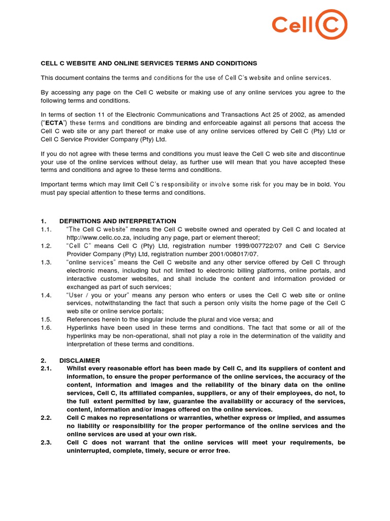Website and Online Services Terms and Conditions | PDF
