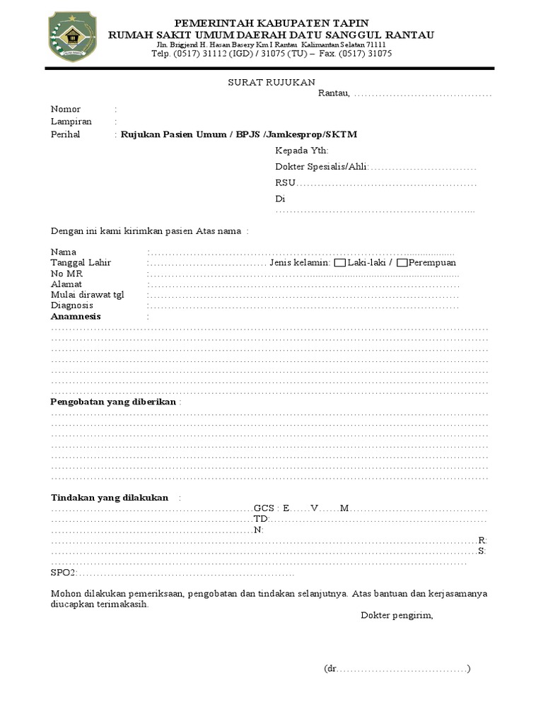 Blanko Surat Rujukan | PDF