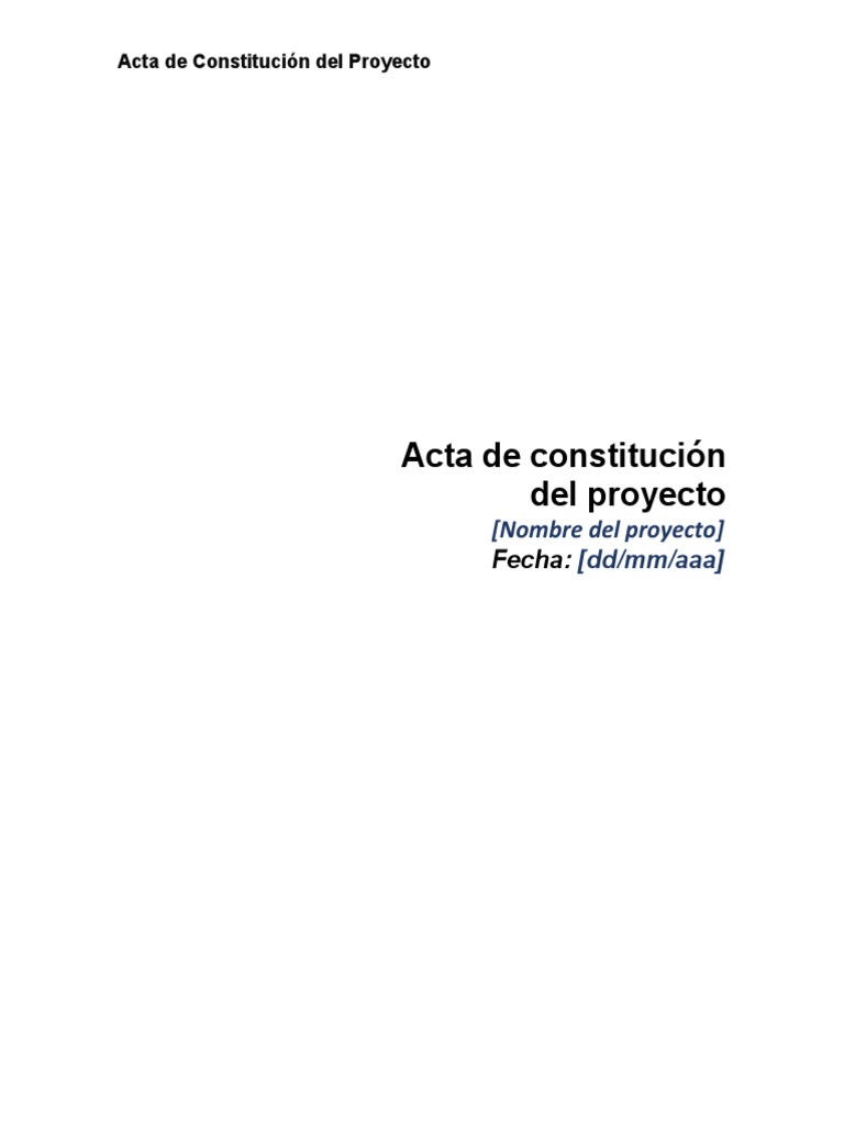 Acta de Constitución del Proyecto | PDF | Presupuesto | Business