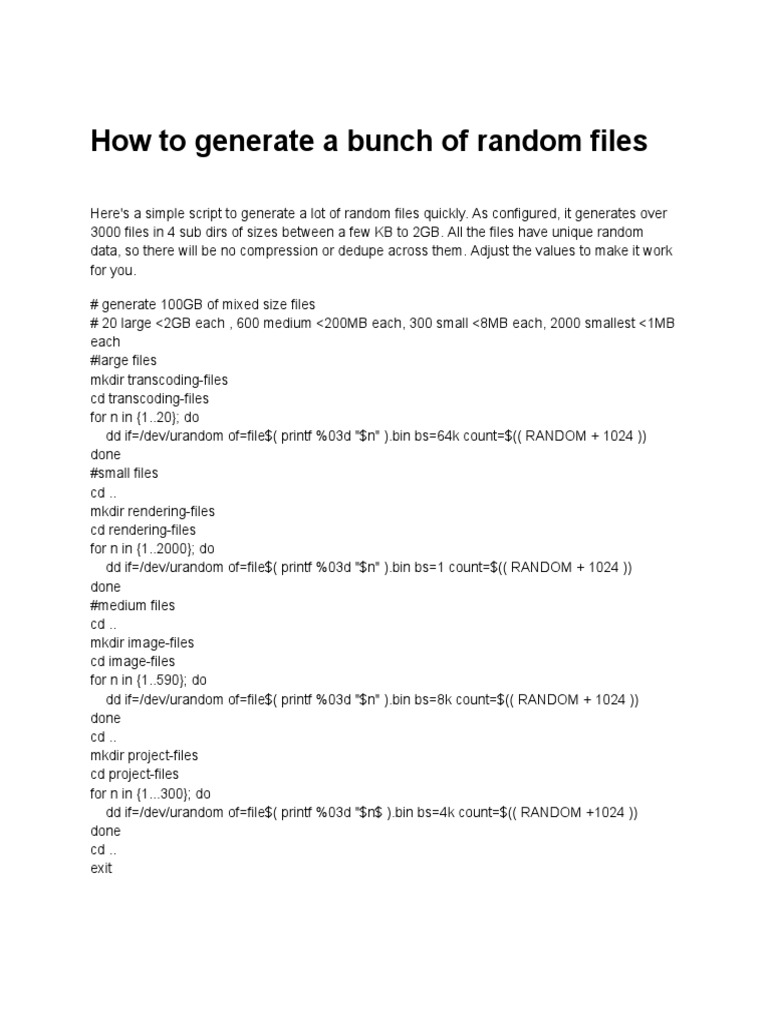 How To Generate A Bunch of Random Files | PDF