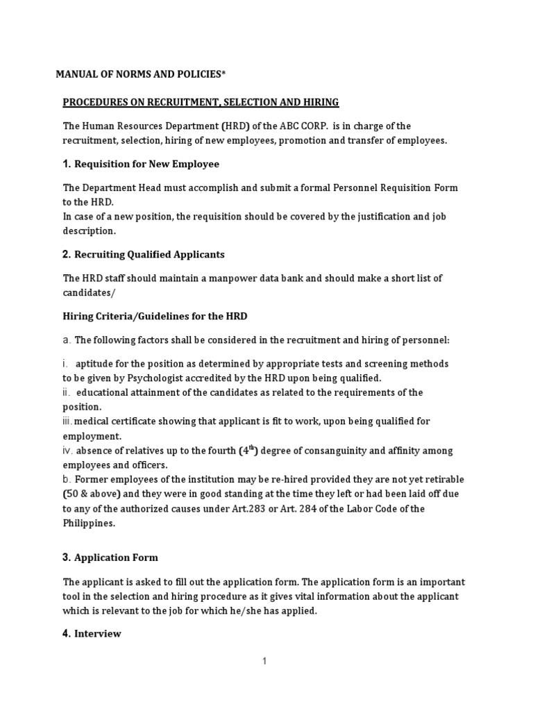 Recruitment and Hiring Procedures | PDF | Cost Of Living | Employment