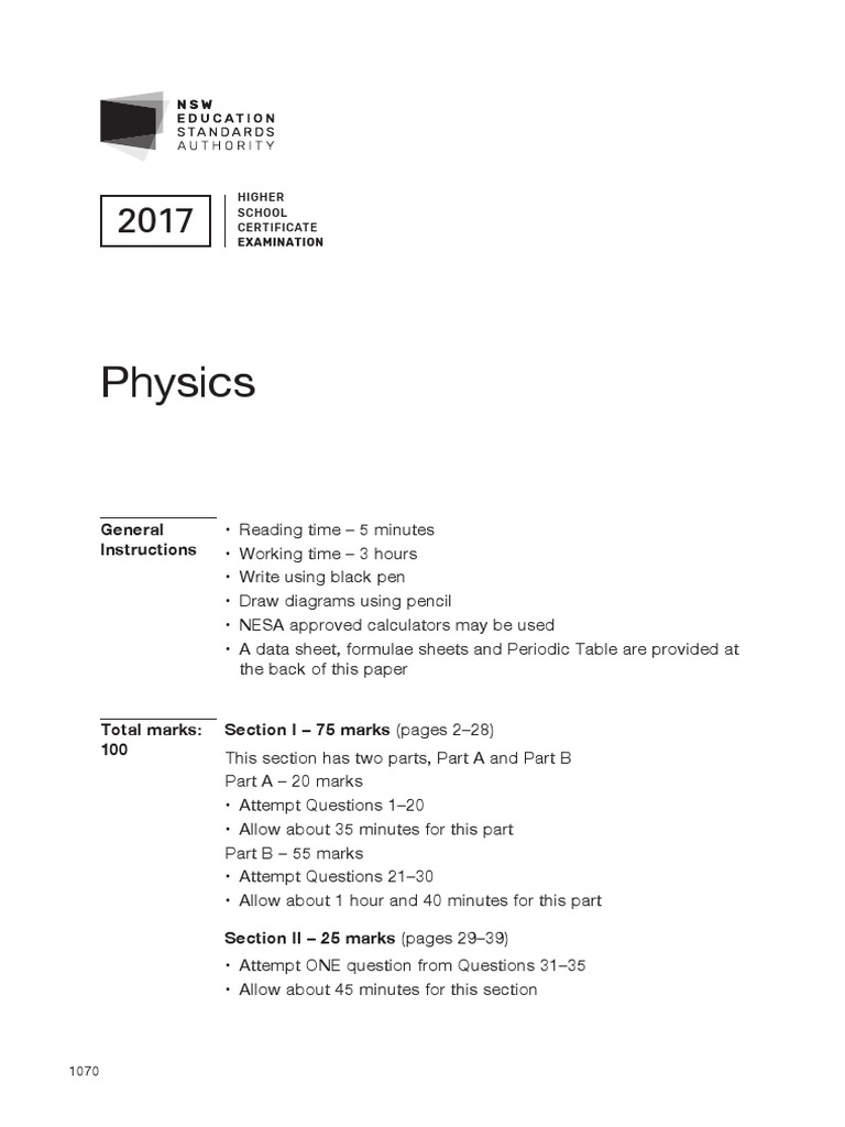Physics 2017 HSC | PDF | Electron | Magnetic Field