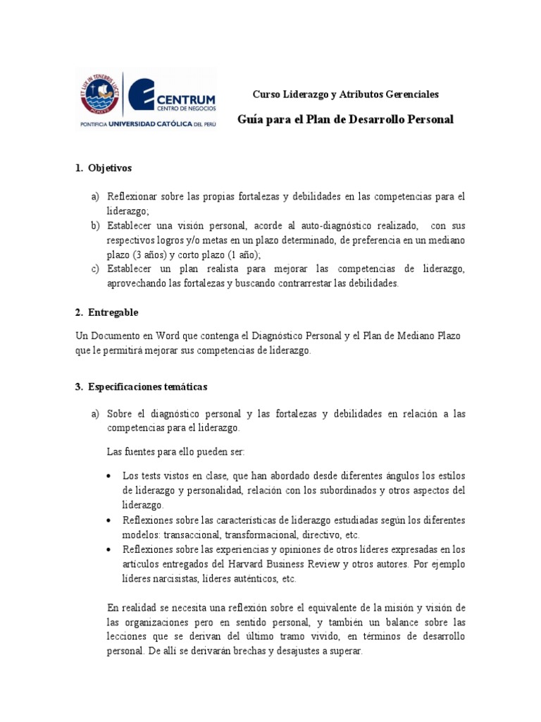 ARROYO J - CursoLAG - Guía para El Plan de Desarrollo Personal | PDF ...