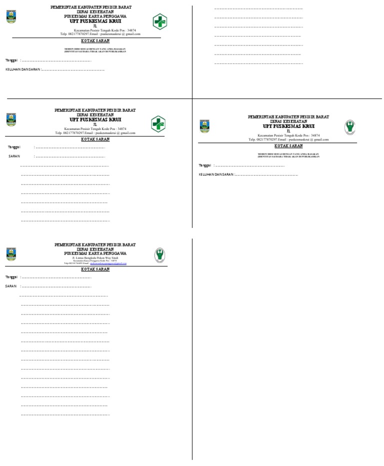 Blangko Kotak Saran | PDF