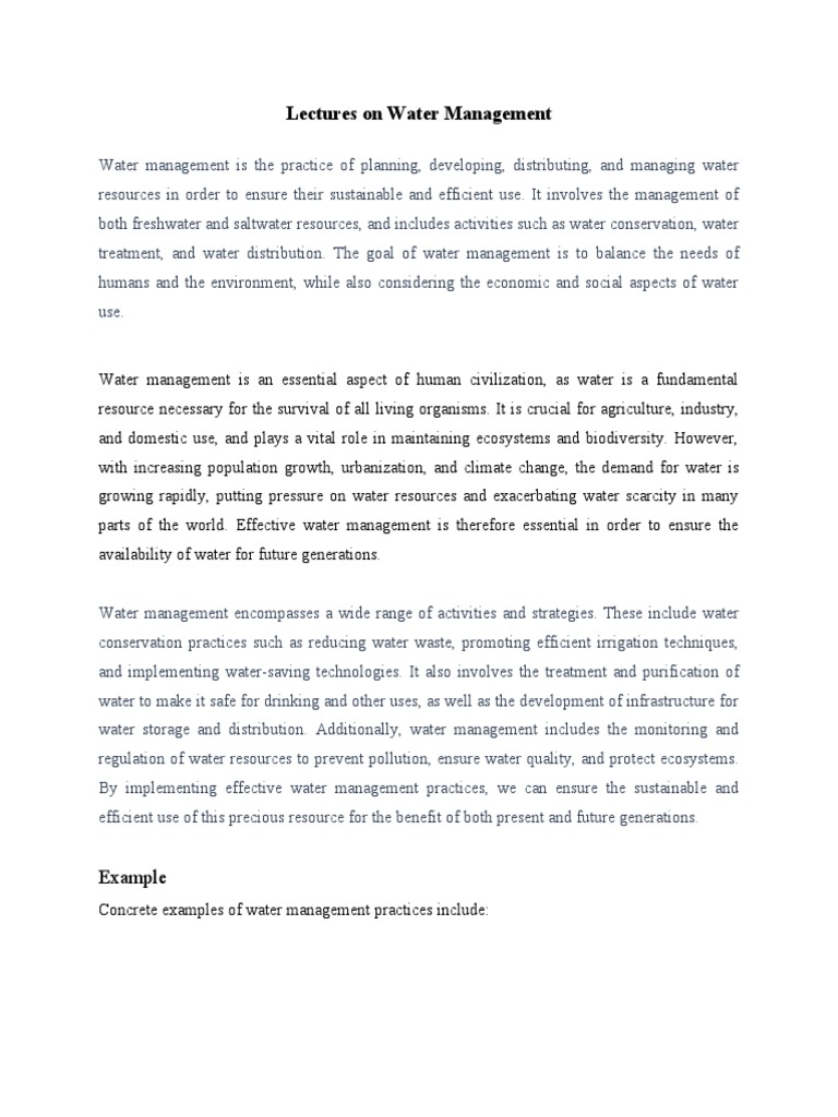 Water Management Practices Overview | PDF