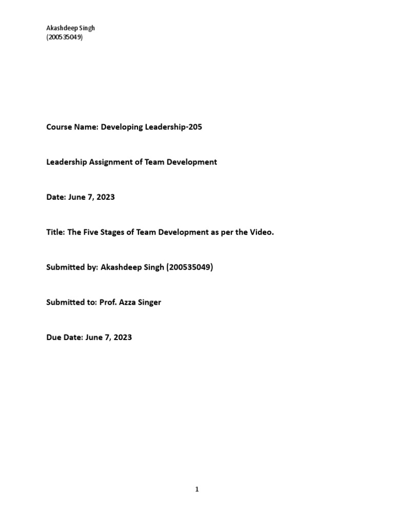Leadership Assignment 2 | PDF | Sports & Recreation | Games & Activities