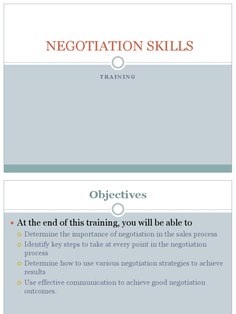 Negotiation Skills for Sales Success | PDF | Negotiation | Communication