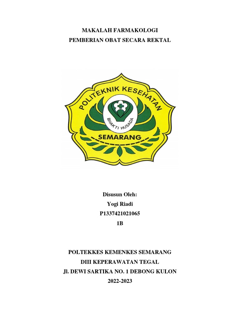 Pemberian Obat Rektal: Definisi dan Indikasi | PDF | Kesehatan Holistik ...