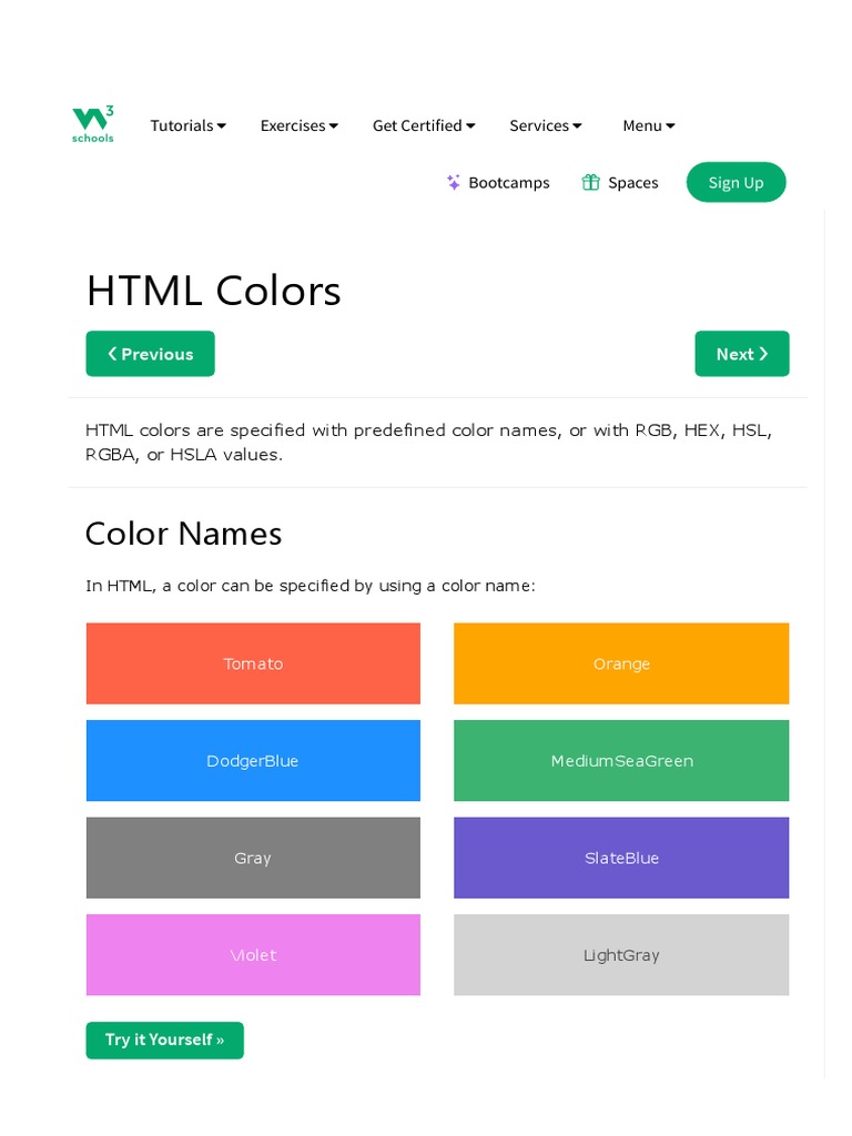 HTMLHTML Colors - Asp | PDF | Internet | Graphic Design image.