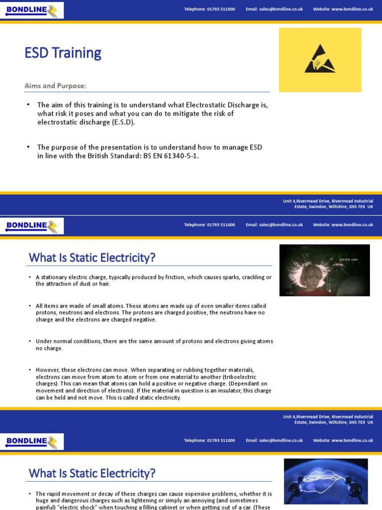 ESD Training Overview and Guidelines | PDF | Electrostatic Discharge ...