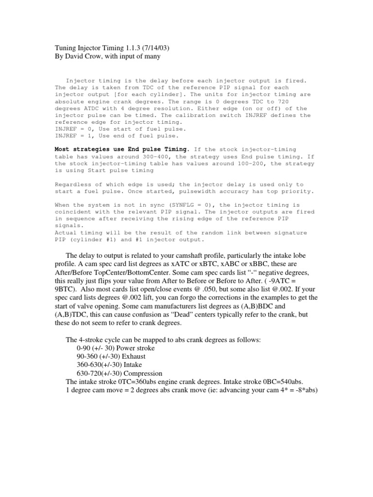 Tuning Injector Timing | PDF | Fuel Injection | Engines