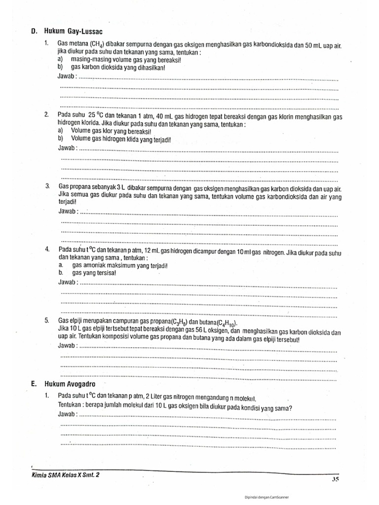 Latihan soal hukum gay lussac da hukum avogadro pdf