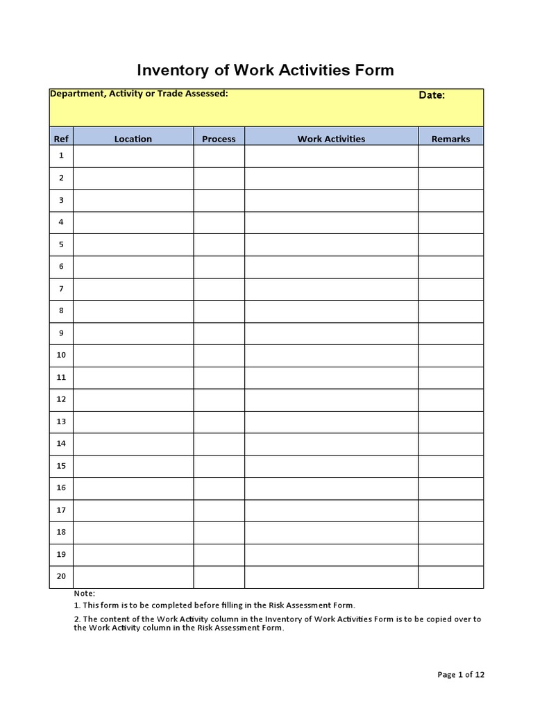 Risk Assessment Form | PDF