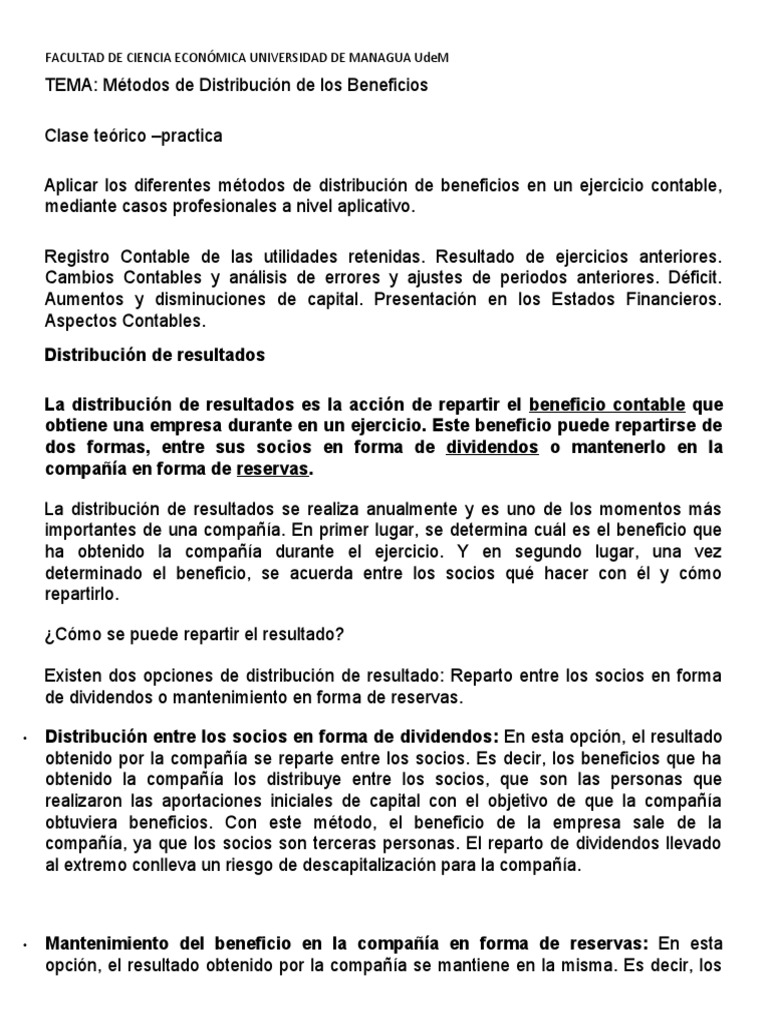 CLASE 10 Métodos de Distribución de Los Beneficios PDF Dividendo