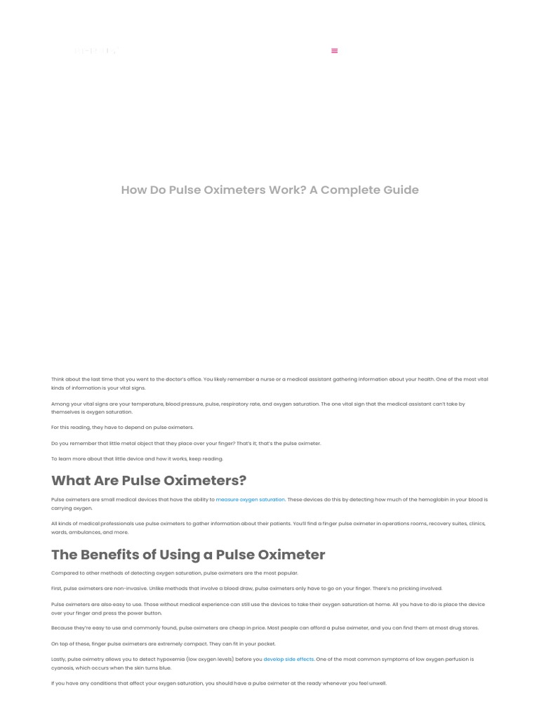 How Do Pulse Oximeters Work_ a Complete Guide Infinium Medical PDF