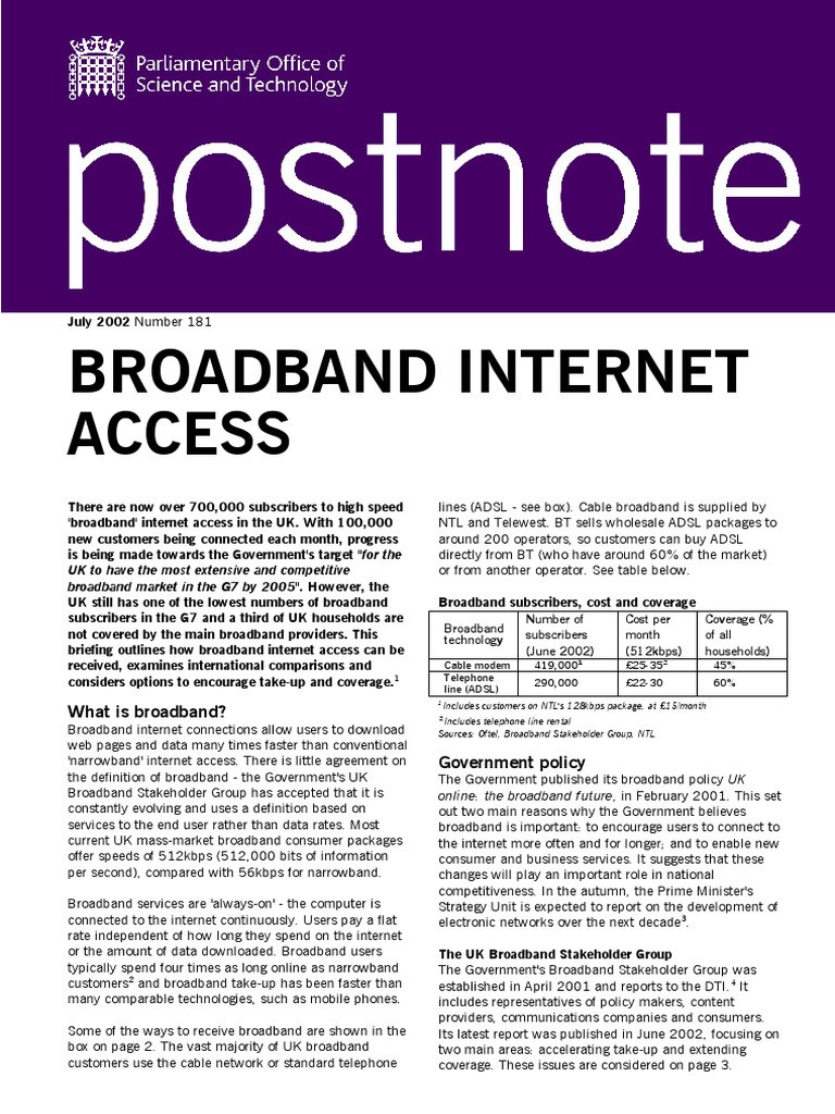 UK Broadband Internet Access Overview | PDF | Internet Access | Broadband
