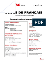 Cours de Francais Caritas Flyer Cote Printemps 2023
