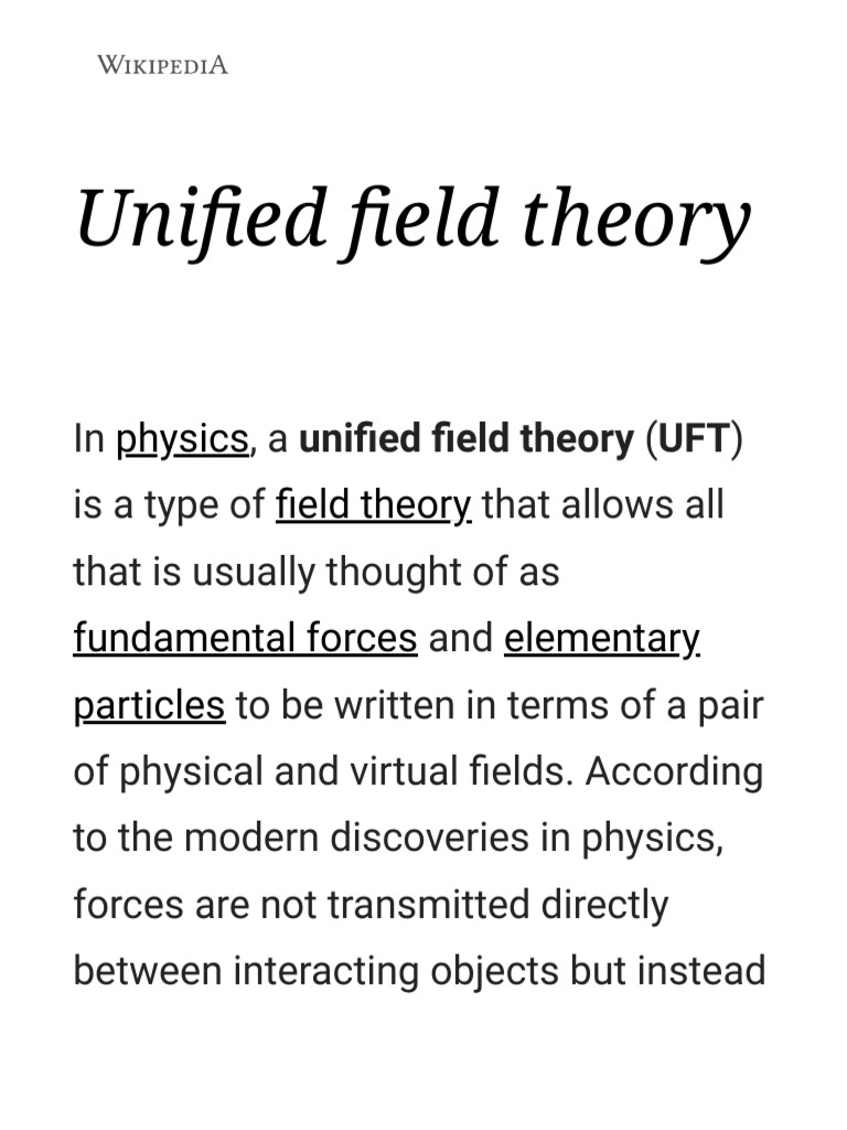 Unified Field Theory Wikipedia PDF Fundamental Interaction Particle Physics