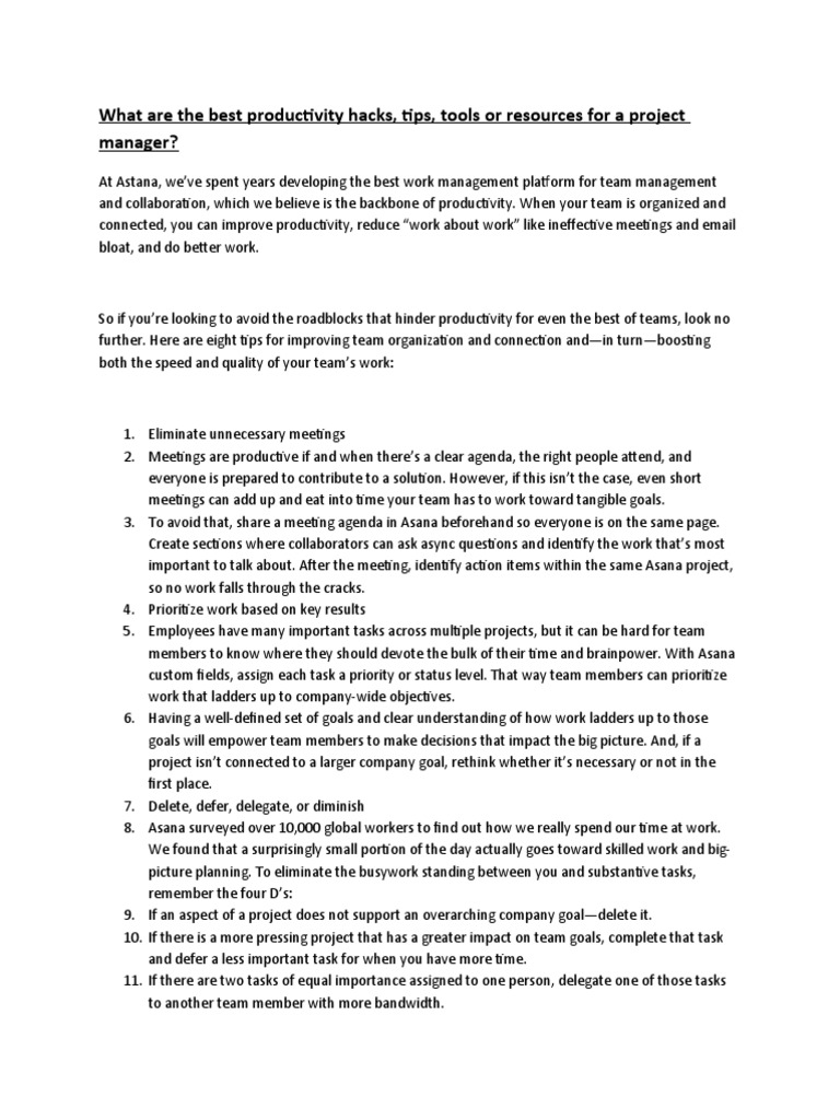 Essential Productivity Hacks for Teams | PDF | Career & Growth