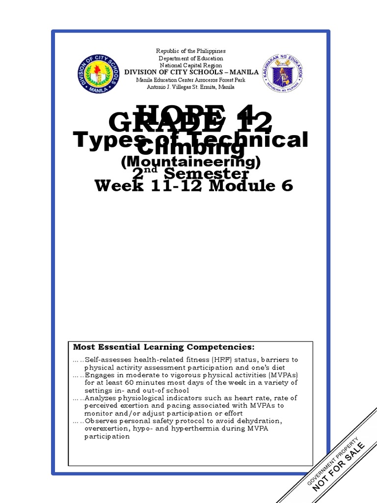 HOPE 4 Module 6 Types of Technical Climbing PDF
