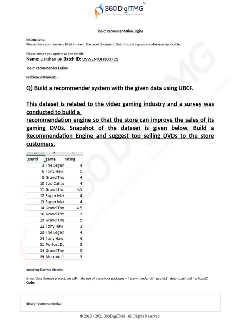 Recommendation Engine Problem Statement | PDF | Applied Mathematics ...