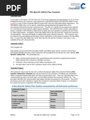 site specifc safety plan