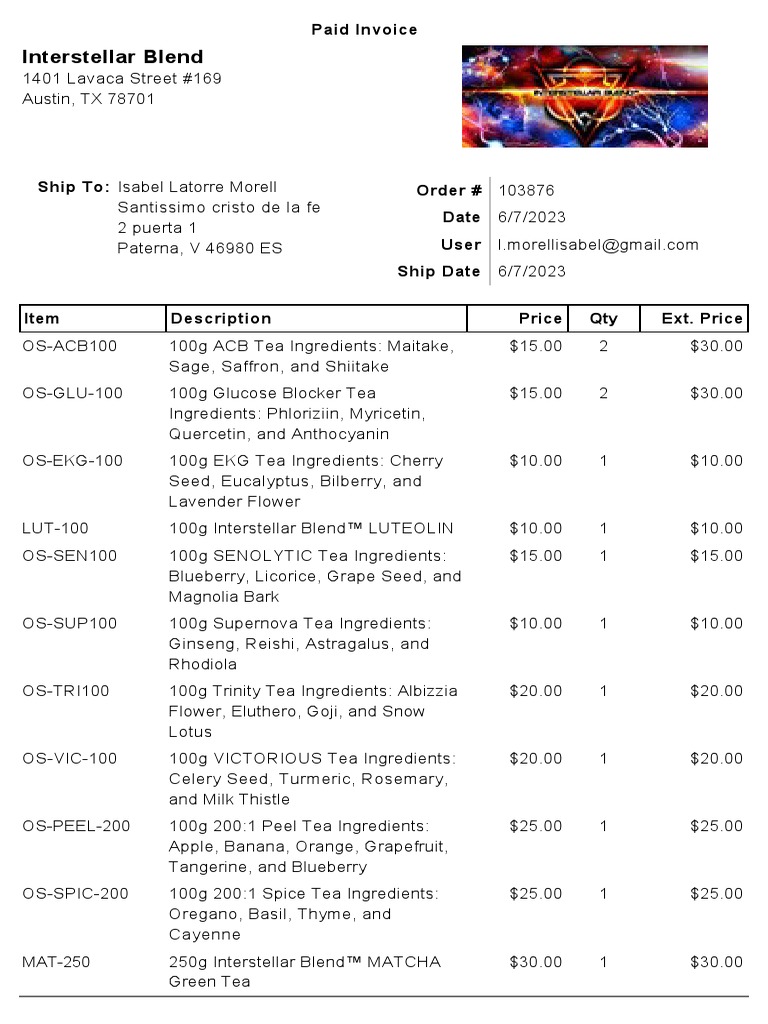 Isabel Latorre Morell Paid Invoice | PDF | Herbs And Spices | Plants