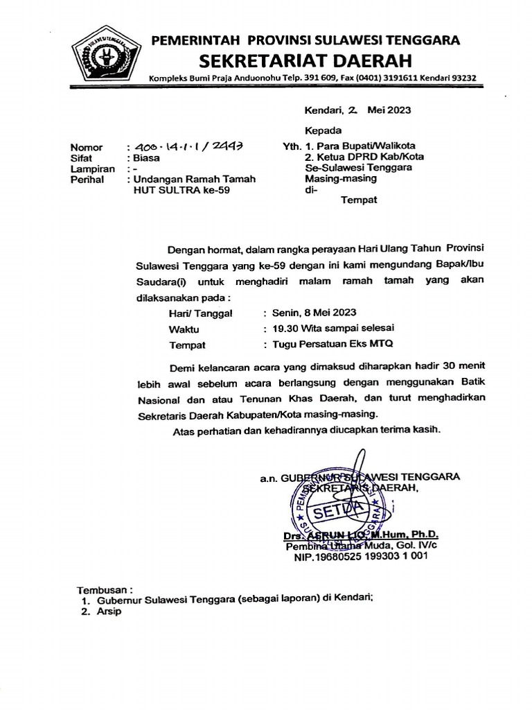 Undangan Ramah Tamah KabKota | PDF