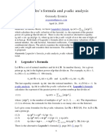 Legendre's Formula and P Adic Analysis