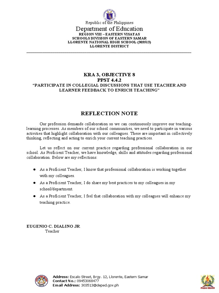 Obj 8. Reflection Notes | PDF