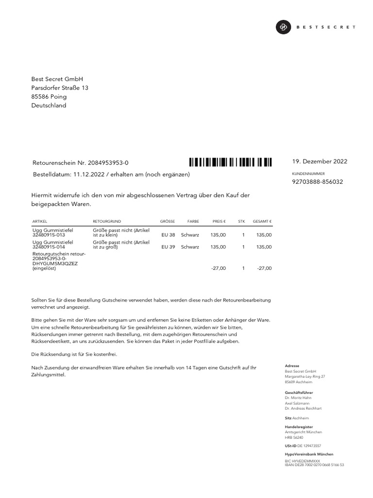 Kundennummer: Adresse | PDF