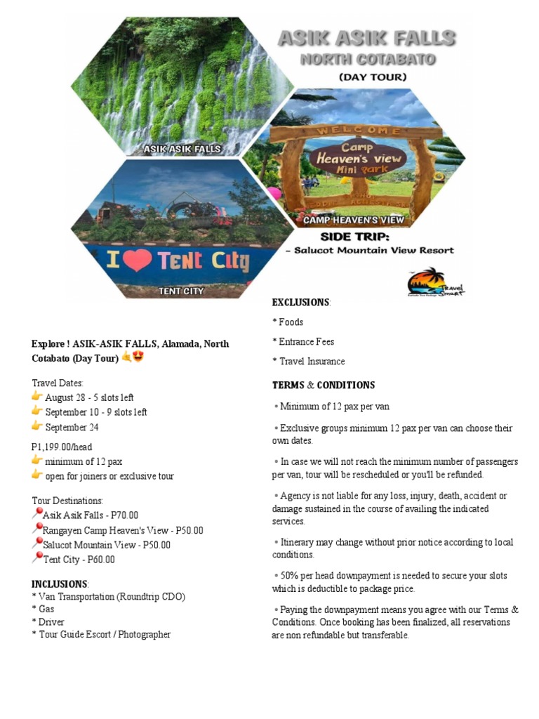 Explore ! ASIK-ASIK FALLS, Alamada, North Cotabato (Day Tour) | PDF